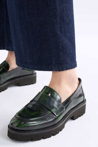 Tirstta Platform Loafer Dark Green