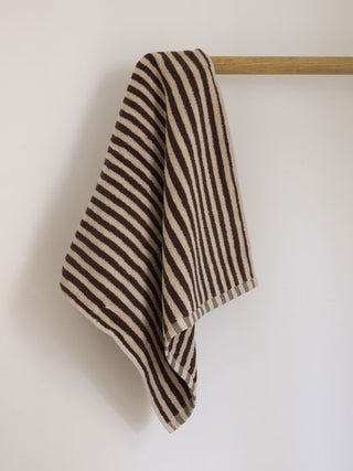Wide Stripe Cotton Hand Towel Cocoa/Bone