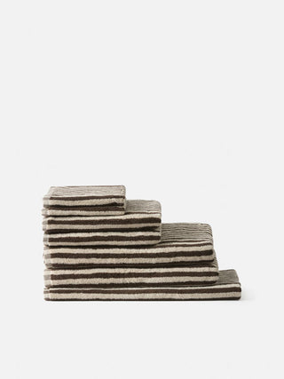 Wide Stripe Cotton Bath Towel Cocoa/Bone