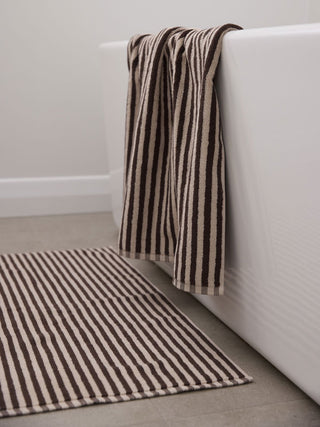 Wide Stripe Cotton Bath Towel Cocoa/Bone